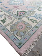 Pastel Oushak Rug, 8x10 Hand-Knotted Turkish Floral Wool Carpet