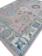 Pastel Oushak Rug, 8x10 Hand-Knotted Turkish Floral Wool Carpet