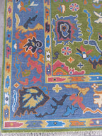 Hand Tufted Wool Rug Lime Green Floral Modern Oushak