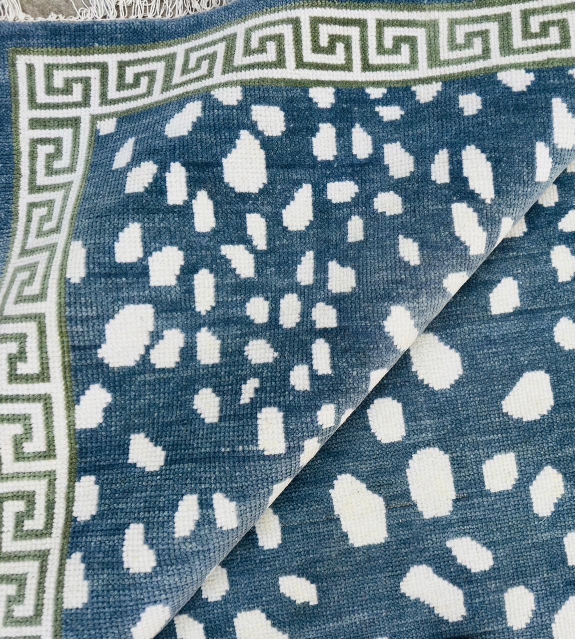 Blue Antelope Rug Greek Key Border