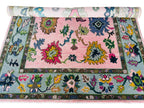 Hand Knotted Pink Oushak Rug 8x10 Sage Green Pastel Wool Area Carpet Traditional Turkish Floral Large Living Room Nursery Home Decor Aesthetic