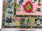 Hand Knotted Pink Oushak Rug 8x10 Sage Green Pastel Wool Area Carpet Traditional Turkish Floral Large Living Room Nursery Home Decor Aesthetic