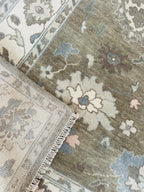 Muted Olive Brown Oushak Rug