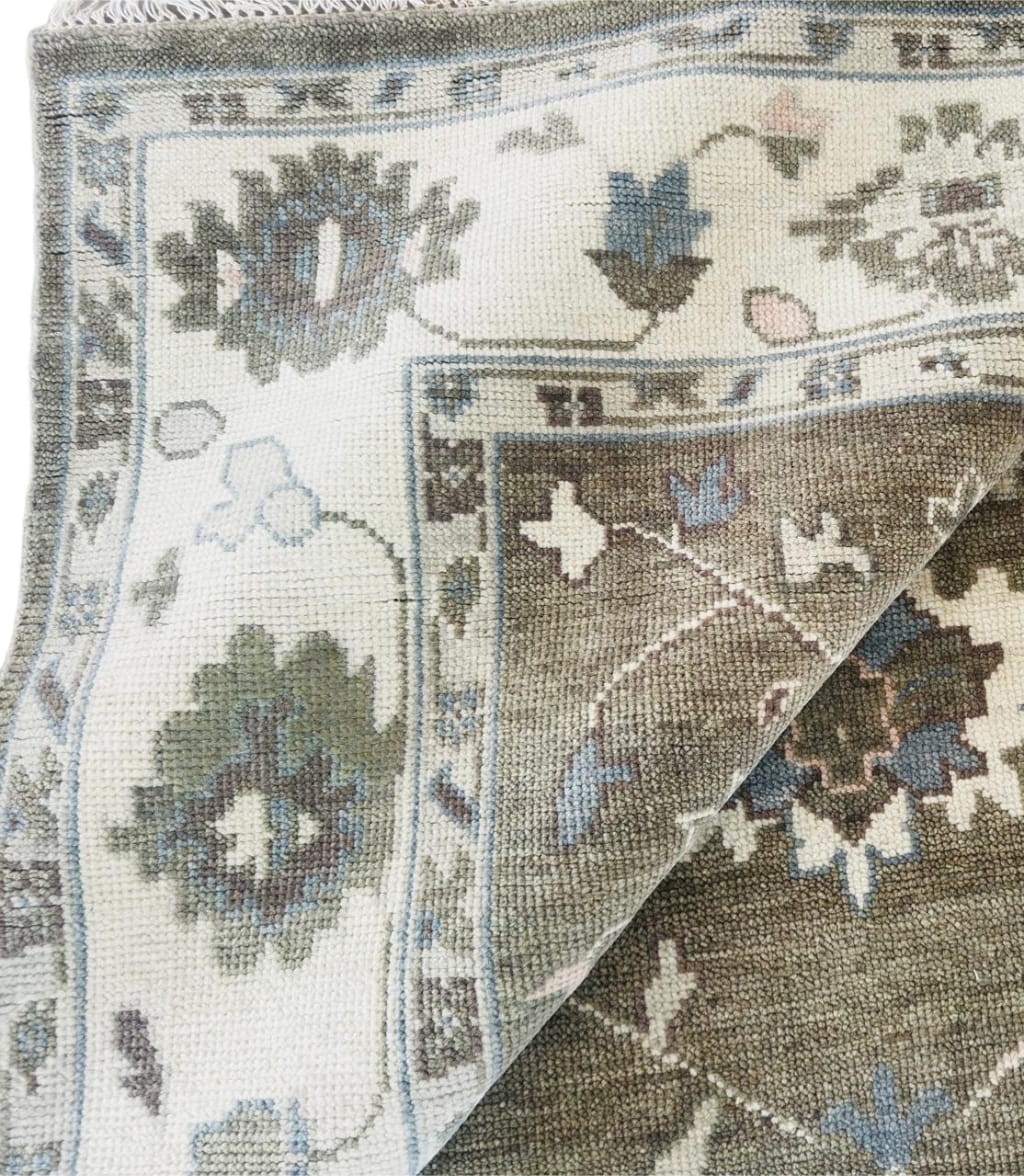 Muted Olive Brown Oushak Rug