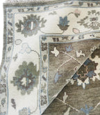 Muted Olive Brown Oushak Rug