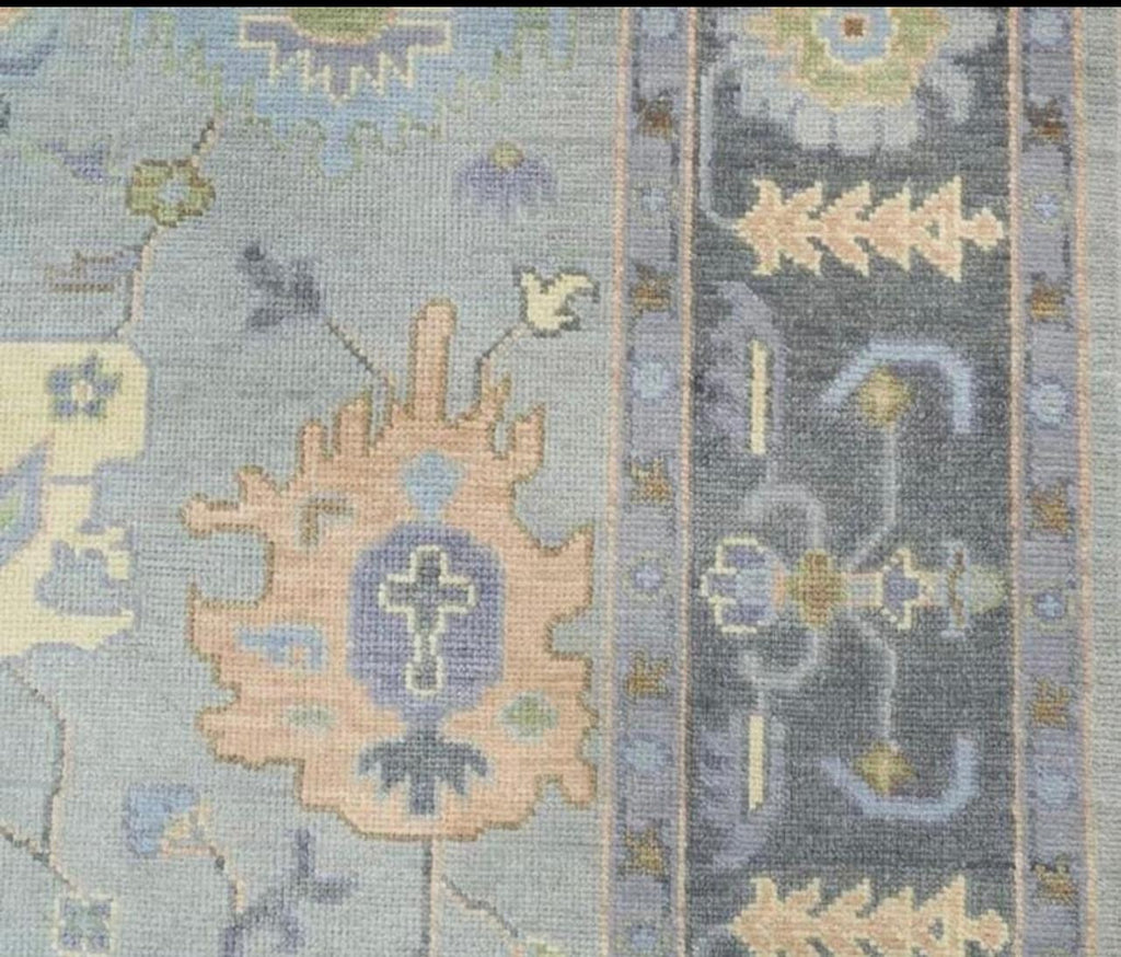Blue Oushak Medallion Rug: Hand-Tufted Wool Heritage