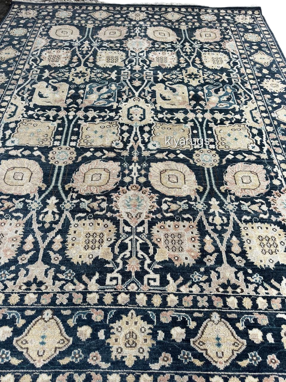 Hand-Knotted Traditional Blue Carpet Intricate Patterns Soft & Durable Area Rug For Home Office Living Room Decoration use