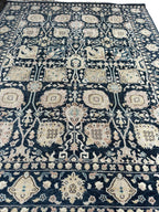 Hand-Knotted Traditional Blue Carpet Intricate Patterns Soft & Durable Area Rug For Home Office Living Room Decoration use