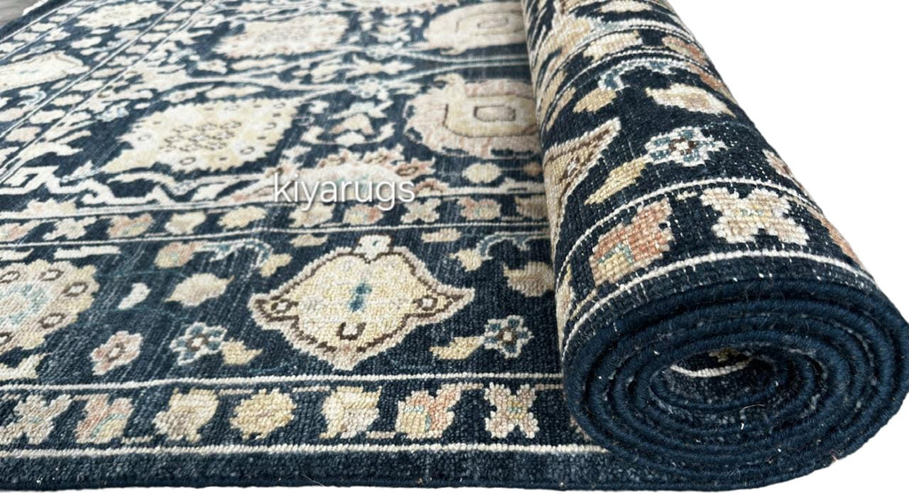 Hand-Knotted Traditional Blue Carpet Intricate Patterns Soft & Durable Area Rug For Home Office Living Room Decoration use