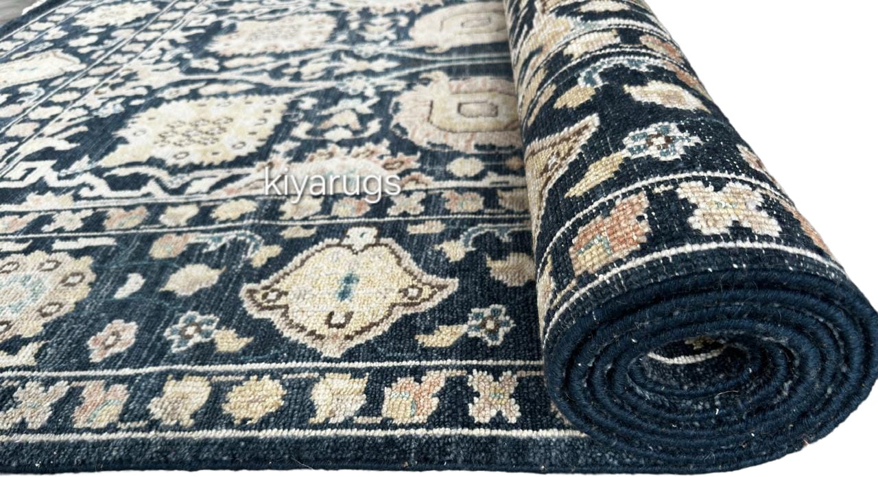 Hand-Knotted Traditional Blue Carpet Intricate Patterns Soft & Durable Area Rug For Home Office Living Room Decoration use