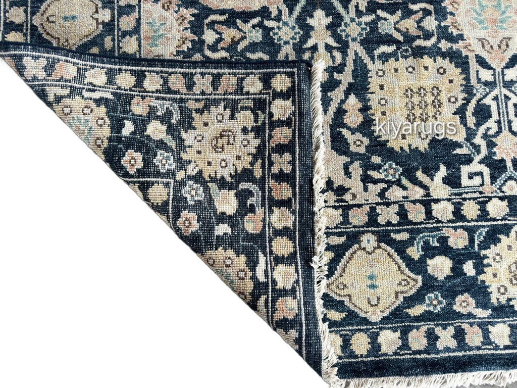 Hand-Knotted Traditional Blue Carpet Intricate Patterns Soft & Durable Area Rug For Home Office Living Room Decoration use