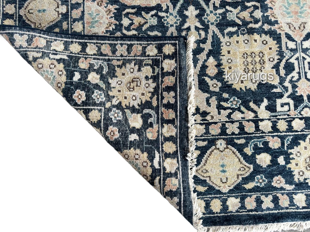 Hand-Knotted Traditional Blue Carpet Intricate Patterns Soft & Durable Area Rug For Home Office Living Room Decoration use
