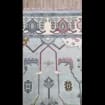 Hand-Knotted Modern Oushak Rug – Pastel Blue Geometric Floral Elegant Area Rug