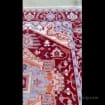 Hand-Knotted Persian Oushak Wool Rug – Cherry Red & Blue Geometric Medallion Oriental Area Rug