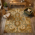 Traditional Hand-Tufted Wool Area Rug – Floral Beige Persian Antique Pattern Elegant Interior Carpet