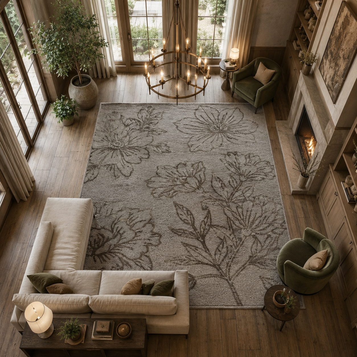 Hand Tufted Floral Gray Wool Rug – Modern Luxury Handmade Designer Area Rug for living Decor Carpet
