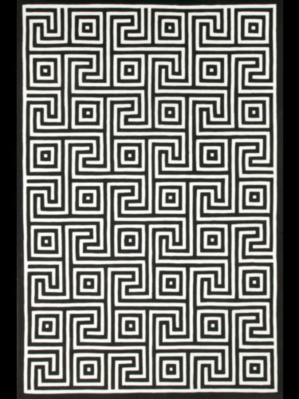 Luxury Hand-Tufted Wool Rug – Black & Beige Geometric Area Carpet for Modern Home Décor