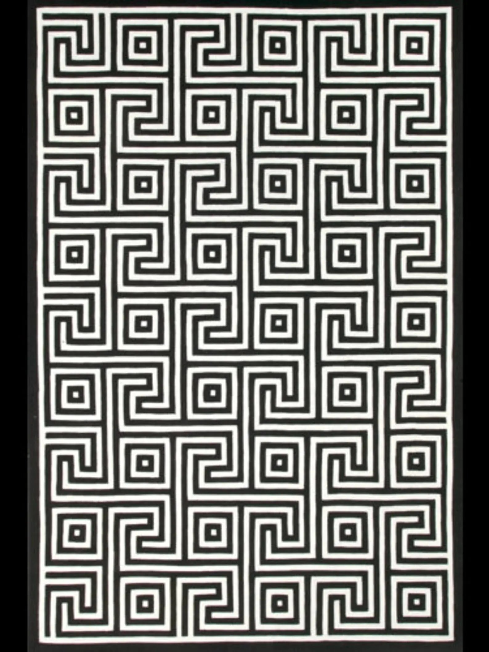 Luxury Hand-Tufted Wool Rug – Black & Beige Geometric Area Carpet for Modern Home Décor