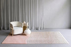 Handmade Abstract Wool Rug – Modern Pink & Beige Area Rug for Elegant Contemporary Décor