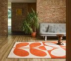 Hand-Tufted NZ Wool Rug – Orange & Beige Floral Area Rug for Elegant Home Décor