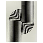 Hand-Tufted Black & White Geometric Wool Area Rug – Modern Abstract Carpet for Stylish Home Décor