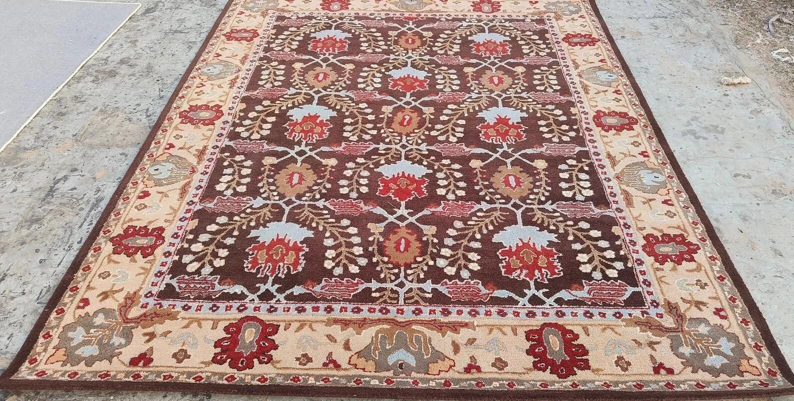 Brown Hand-Knotted Wool Area Rug – Traditional Turkish Inspired Rug