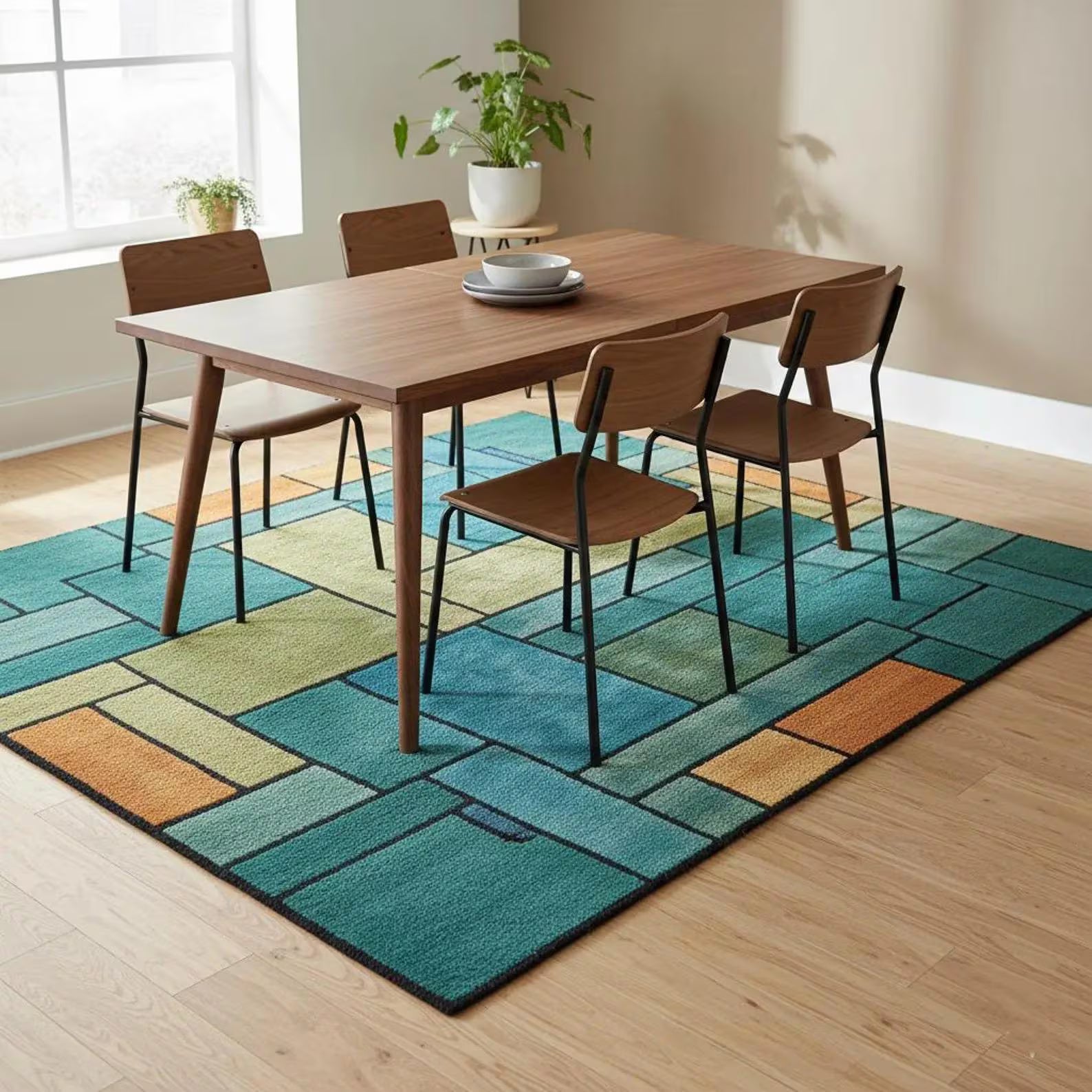 The Arc Rug: Mid-Century Modern Geometric Hand-Tufted Wool Area Rug