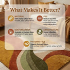 Mid-Century Modern Geometric Wool Rug – Hand-Tufted Arc Area Rug
