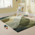 Hand-Tufted Wool Area Rug – Nature-Inspired Green Landscape Design
