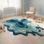 Hand-Tufted Abstract Melting Rug – Modern Irregular Shape Wool Area Rug