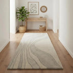 Luxury Hand Tufted Neutral Runner Rug – Modern Wave Pattern Area Carpet for Minimalist & Japandi Interiors