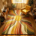 Luxury Sunburst Boho Hand Tufted Wool Rug – Retro Mid Century Area Carpet for Warm Artistic Interiors