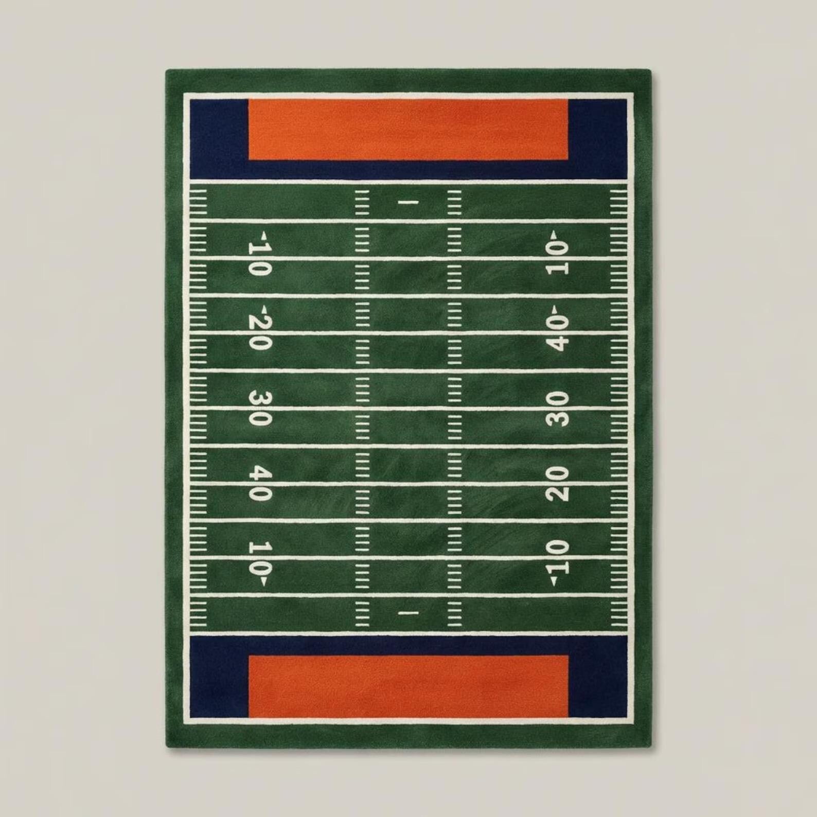 Football Field Area Rug – Green Turf Style Game Room Carpet for Sports & Kids Playroom Decor
