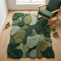 Luxury Hand Tufted Moss Rug – Green Abstract Area Carpet for Contemporary Home Décor
