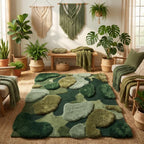 Luxury Hand Tufted Moss Rug – Green Abstract Area Carpet for Contemporary Home Décor