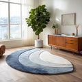 Luxury Blue Gradient Half Moon Rug – Modern Sculpted Area Rug Teppich for Stylish Interior Décor