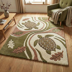 Hand-Tufted Wool Turtle Area Rug – Coastal Nature Inspired Rug