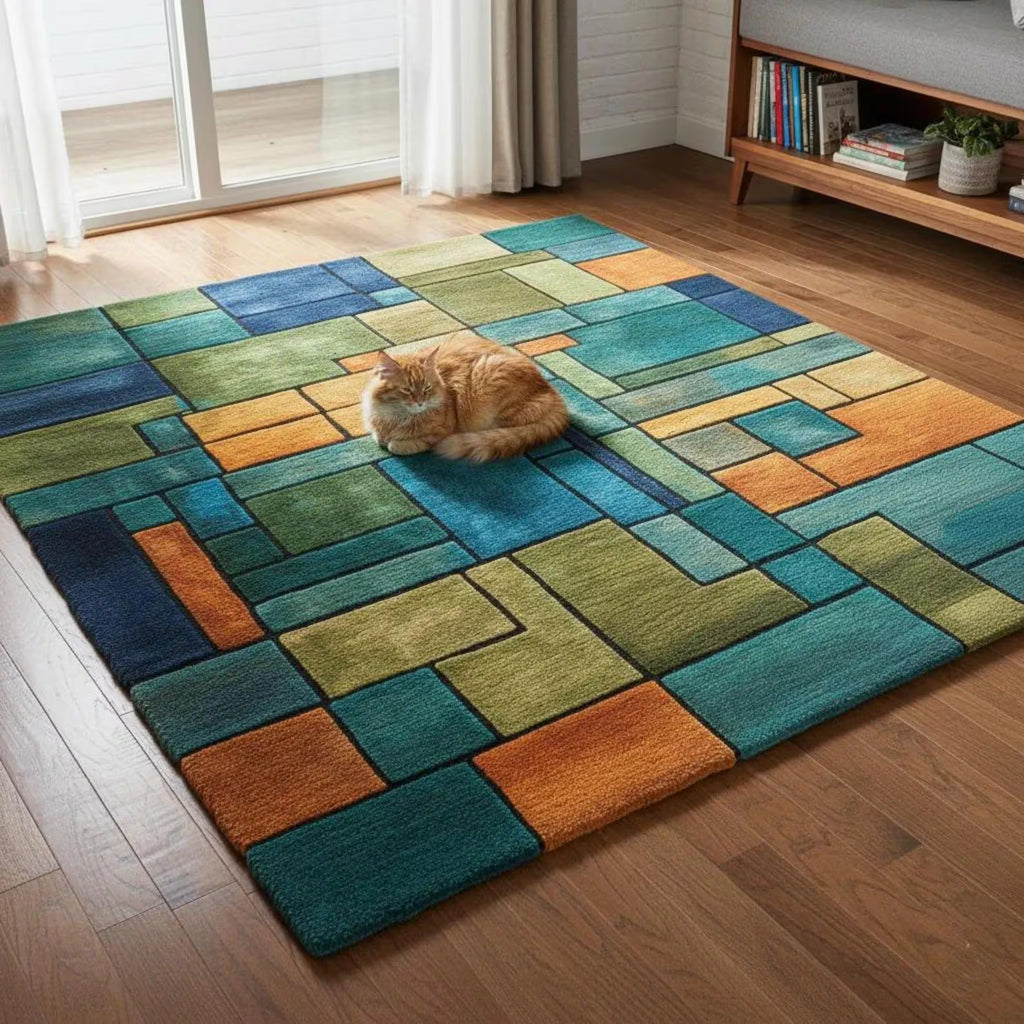 The Arc Rug: Mid-Century Modern Geometric Hand-Tufted Wool Area Rug