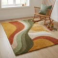 Mid-Century Modern Geometric Wool Rug – Hand-Tufted Arc Area Rug