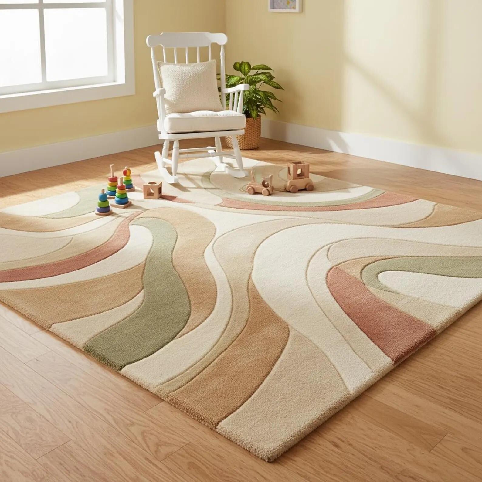 Premium and  Modern Geometric Wool Area Rug – Hand-Tufted Arc Design Rug