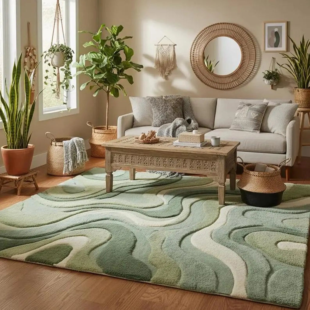 Hand-Tufted Wool Turtle Area Rug – Coastal Nature-Inspired Decorative Rug