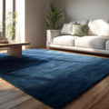 Luxurious Plush Navy Blue Area Rug – Hand-Tufted Wool Rug for Living Room & Bedroom