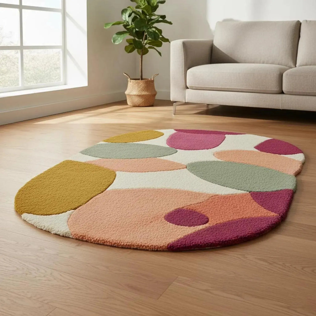 Irregular Abstract Wool Rug – Hand-Tufted Modern Statement Rug for Stylish Interiors