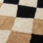 Modern Hand Tufted Checkerboard Area Rug – Neutral Squares Soft Durable Mat