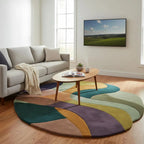 Luxury Irregular Hand Tufted Wool Abstract Rug – Retro Modern Color Block Sculpted Area Carpet for Artistic Interiors