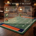 Football Field Area Rug – Green Turf Style Game Room Carpet for Sports & Kids Playroom Decor