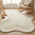 Luxury Hand Tufted Wool Abstract Rug – Sculptural Ivory Minimalist Area Carpet for Modern Homes