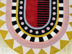 Elegant Oval Hand-Tufted Wool Area Rug with Modern Geometric Design