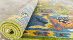 Hand-Knotted Vibrant Oushak Oriental Rug – Green & Grey Multicolor Area Rug for Elegant Home Interiors