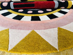 Elegant Oval Hand-Tufted Wool Area Rug with Modern Geometric Design